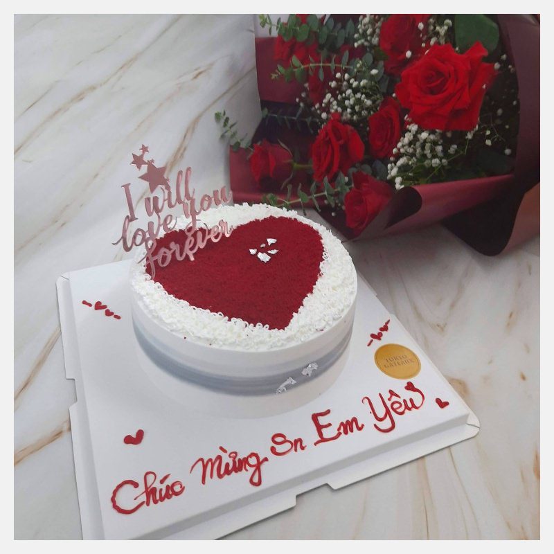 Bánh gato sinh nhật hình trái ngược tim huê hồng đỏ ửng tặng tình nhân 5521  Bánh  sinh nhật kỷ niệm