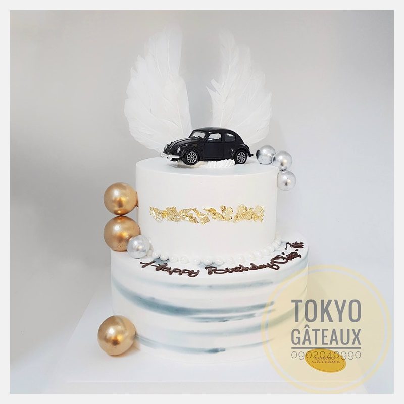 Bánh sinh nhật Thiên Thần Oto Đen 2 Tầng