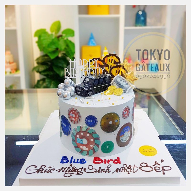 bánh sinh nhật oto sz16 5lớp in giấy đường - 470