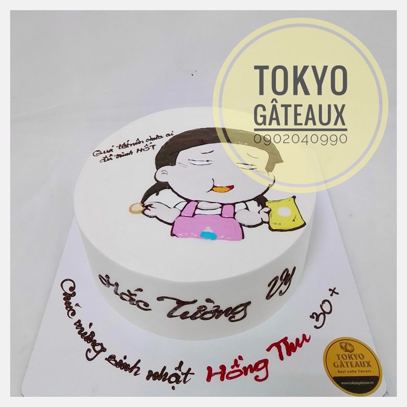 Bánh sinh nhật Vẽ hình cô bé lém lỉnh