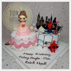 Bánh sinh nhật Công Chúa Váy Hồng Và Người Nhện