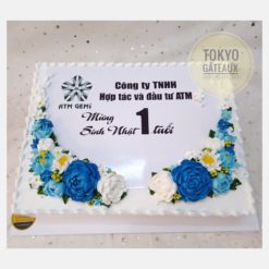 Bánh sinh nhật Hoa Xanh In Ảnh