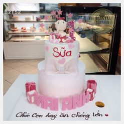 Bánh sinh nhật Fondant nơ hồng