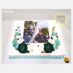 Bánh sinh nhật In ảnh hoa kem tươi