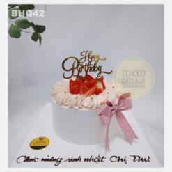 Bánh sinh nhật Dâu Tây Nơ Hồng
