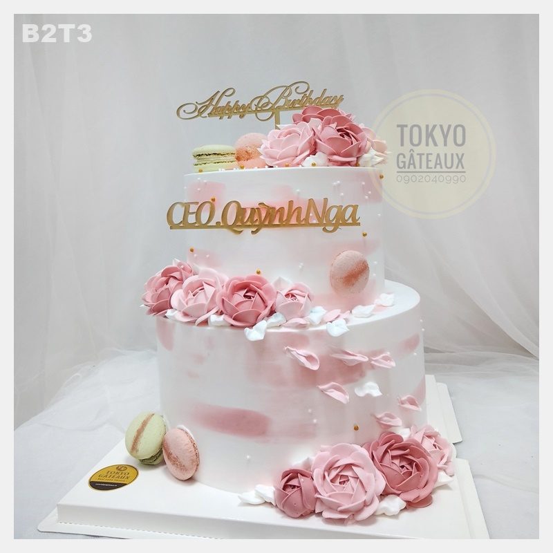 Bánh sinh nhật Hoa Hồng Kem Tươi 2 Tầng