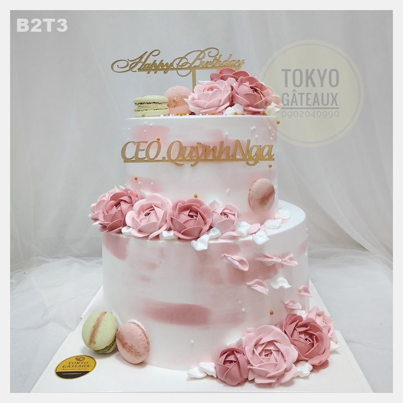 Bánh sinh nhật Hoa Hồng Kem Tươi 2 Tầng