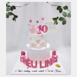 Bánh sinh nhật Fondant Nơ Hồng