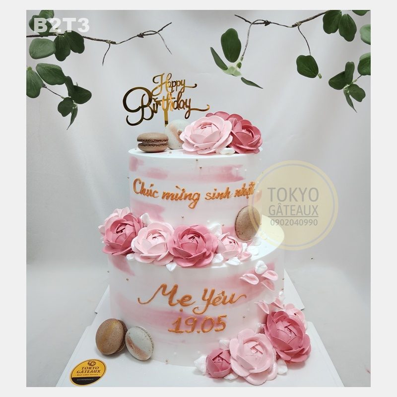 Bánh sinh nhật Hoa Hồng Kem Tươi 2 Tầng