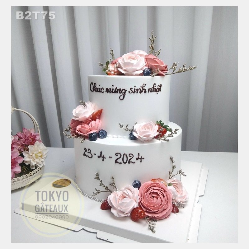 Bánh sinh nhật Hoa Trắng Sang Trọng