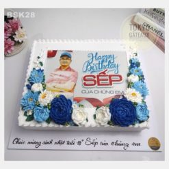 Bánh sinh nhật In Ảnh Hoa Kem Tươi