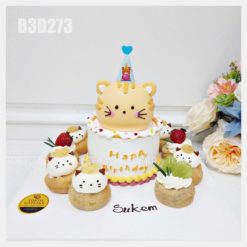 Bánh sinh nhật + su Mèo Vàng 3D